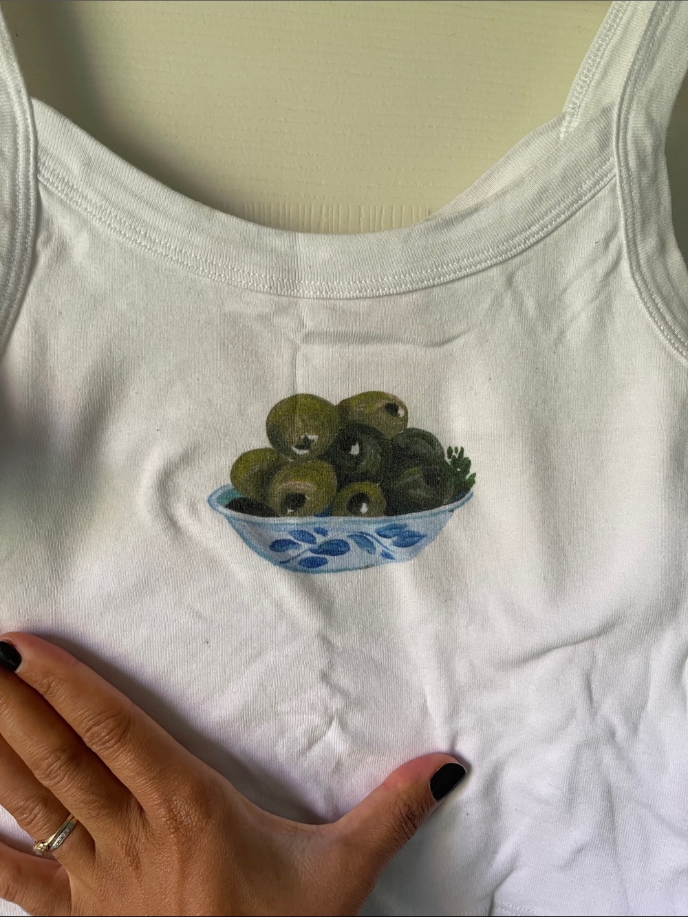 Lisa Says Gah Harley Tank Olive Bowl White Size M - Picture 3 of 4